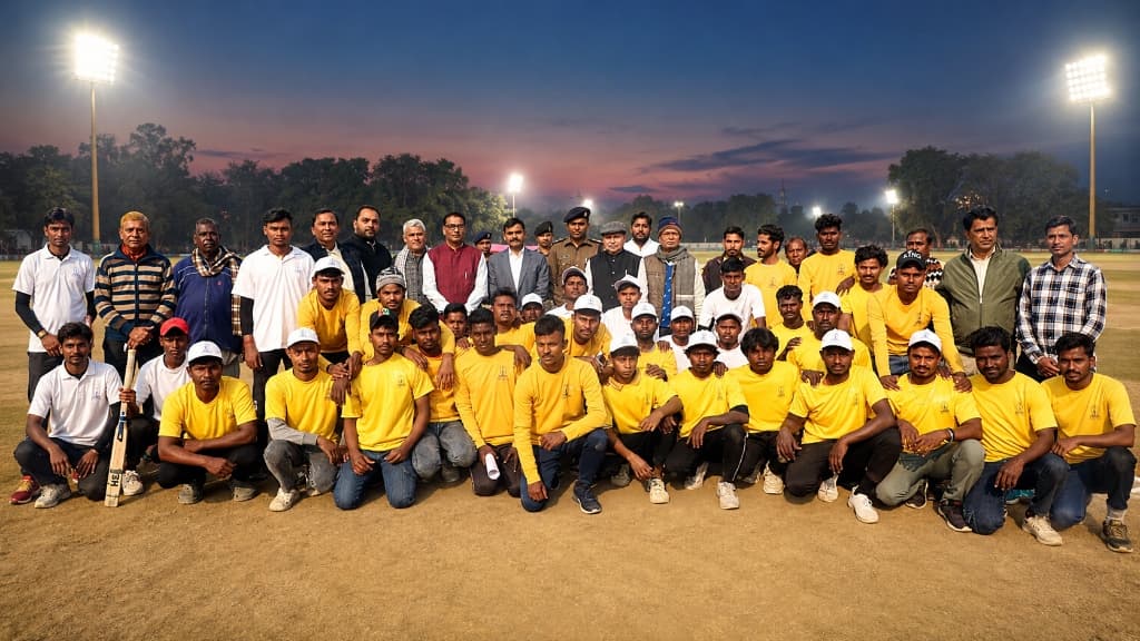 Youth playing community cricket at Mata Sabri Tournament